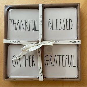 Rae Dunn Thanksgiving Thankful Ceramic Coasters